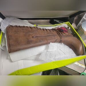 Very Volatile NIB Marcel Boots‎ Brown leather & Buffalo Check Size 7